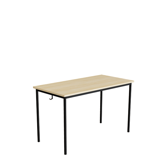 Elevbord 166 1200x600 mm Højde 720 mm Lydabsorberende birk laminat på sort understel