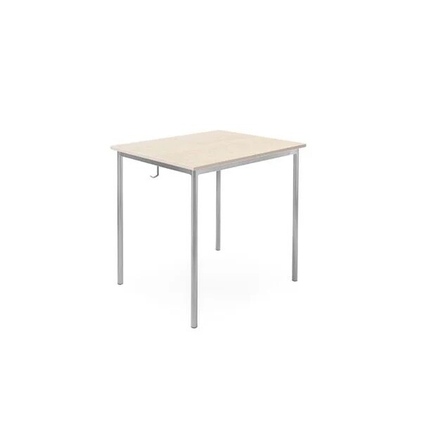 Skolebord - Model 166 - 700x600 mm - Birk laminat - Alugråt stel - Højde 720 mm