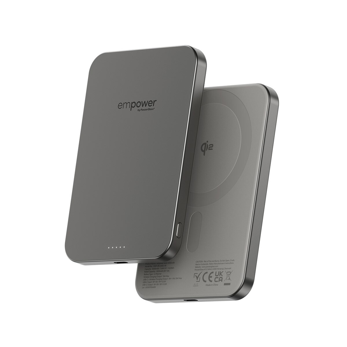 Powerbank, Empower by PanzerGlass, empower bank, trådløs, 5000mAh, Titanium, grå