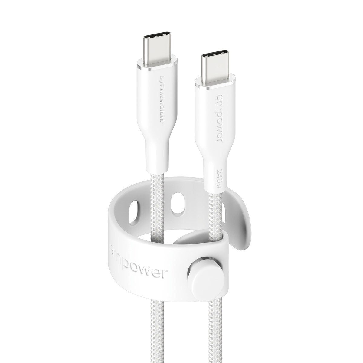 Opladerkabel, Empower by PanzerGlass, Racing, 240W, USB-C to USB-C, 2M, Hvid