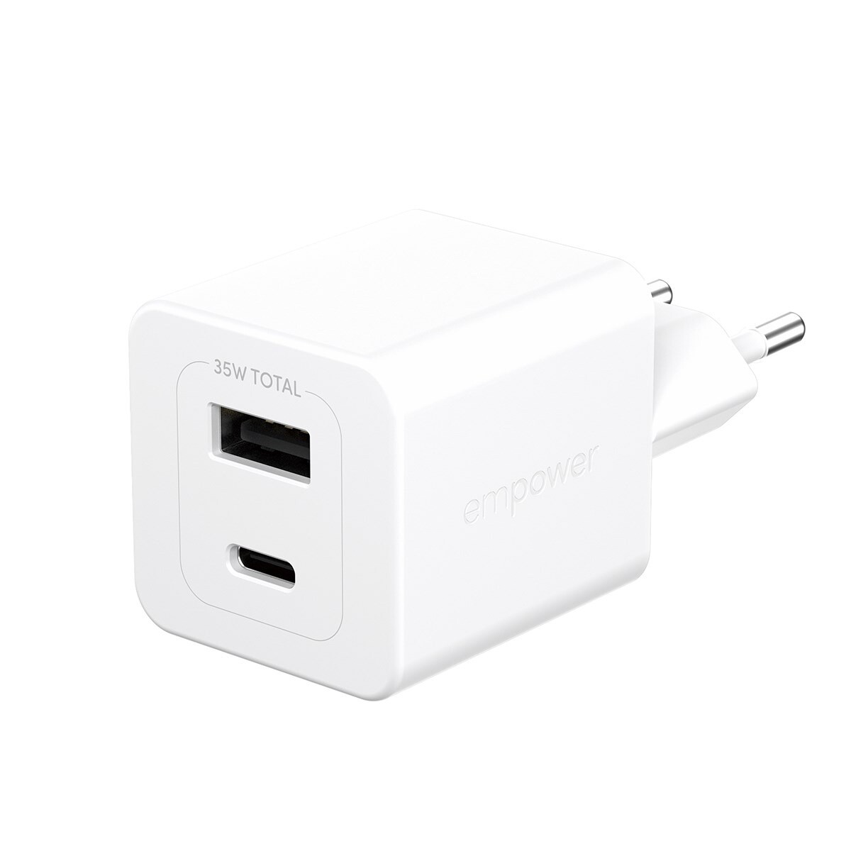 Oplader, Empower by PanzerGlass, Turbo, 35W, USB-C + USB-A, EU stik, Hvid