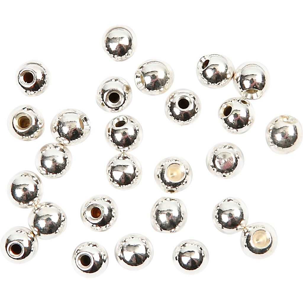 Endeperler, 3 mm, hulstr. 1 mm, forsølvet, FS, 20stk.