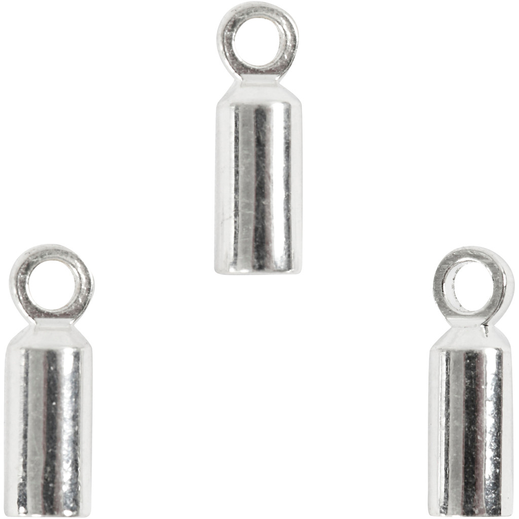Enderør, diam. 2 mm, L: 8 mm, forsølvet, 10stk.
