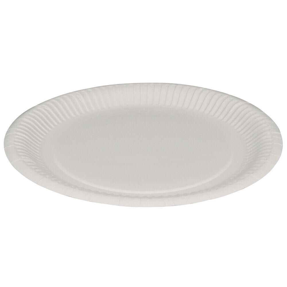 Engangs tallerkner, Gastro-Line, hvid, økonomi, pap, 23 cm - 500 stk