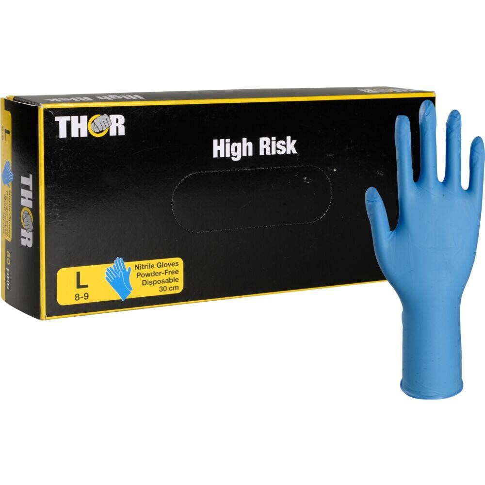 Nitrilhandsker, THOR High Risk, L, blå, nitril, pudderfri - 500 stk