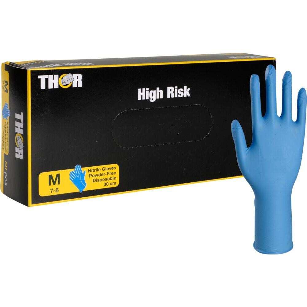 Nitrilhandsker, THOR High Risk, M, blå, nitril, pudderfri - 500 stk