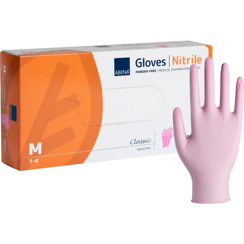 Engangshandsker ABENA Classic Sensitive pink M pudderfri - 100 stk