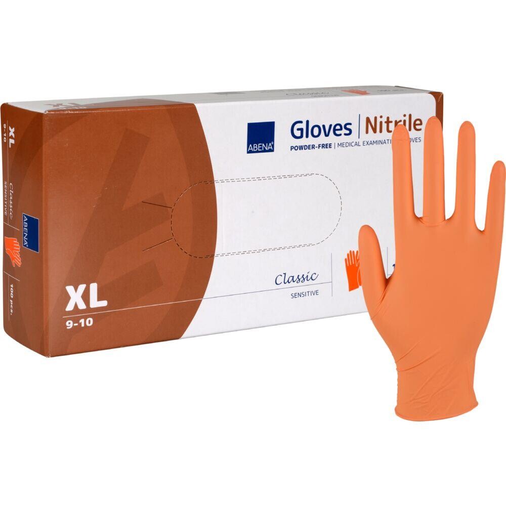 Engangshandsker ABENA Classic Sensitive XL orange nitril pudderfri - 100 stk
