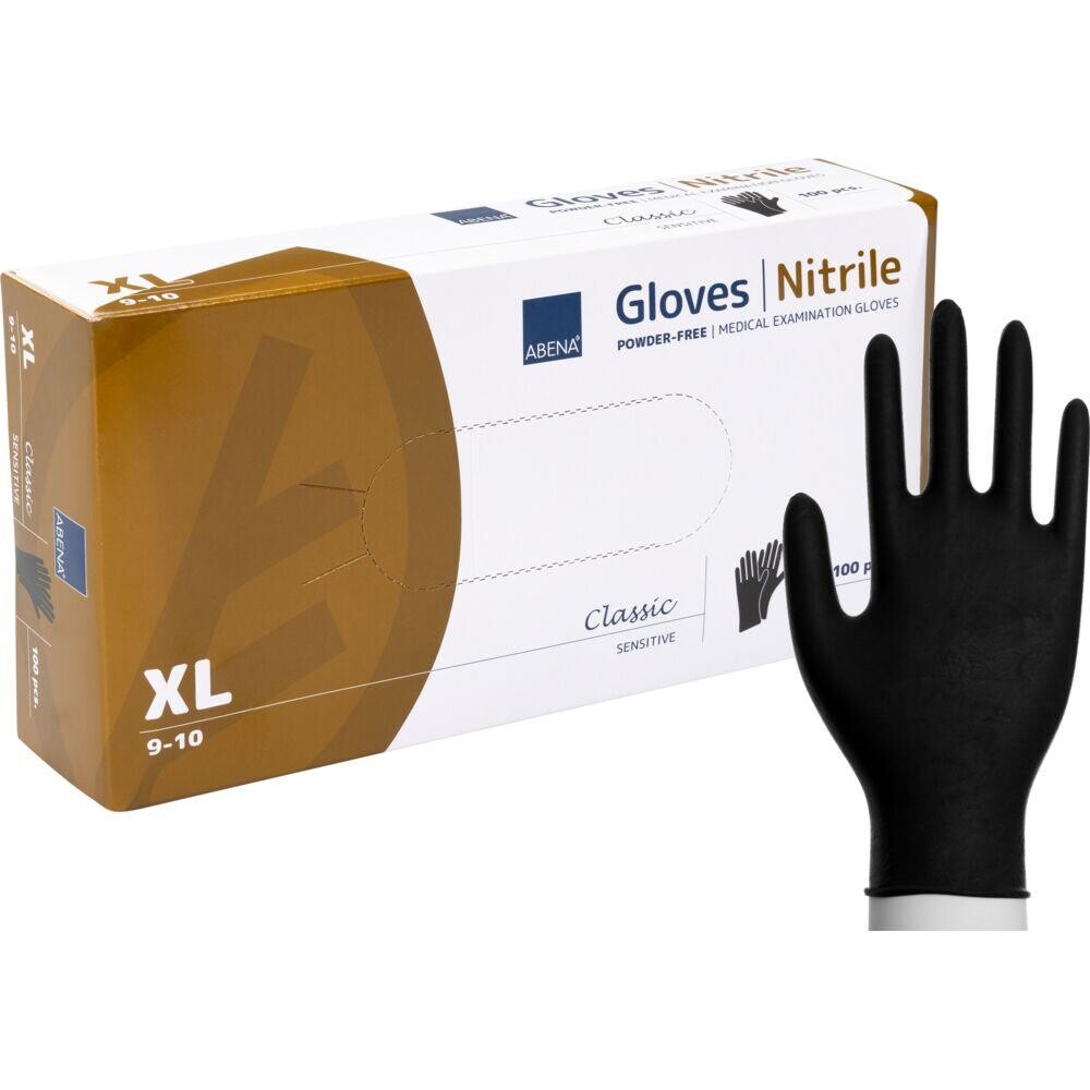 Engangshandsker, ABENA Classic Sensitive, XL, sort - 100 stk