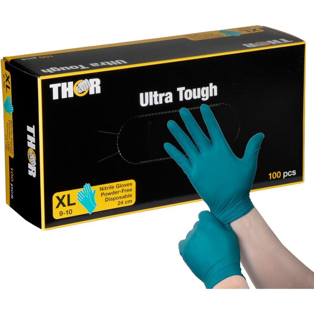 Engangshandsker – THOR Ultra Tough – XL – grøn nitril – pudderfri – 100 stk