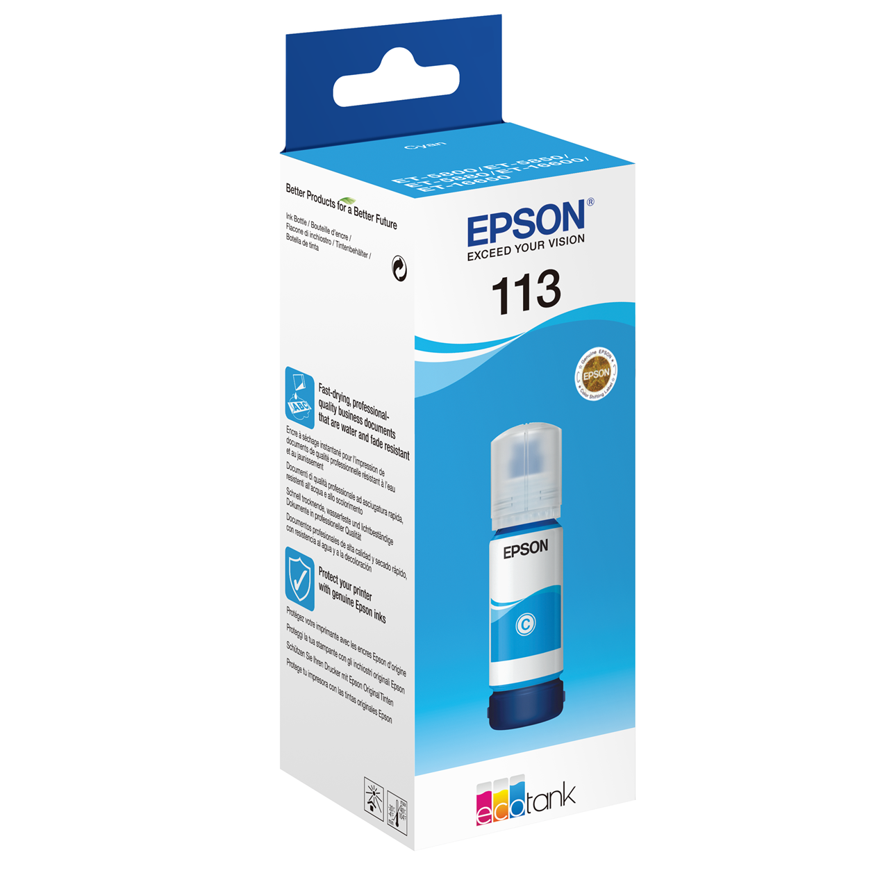 Epson 113 EcoTank pigmenteret cyan blækflaske
