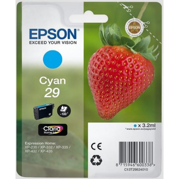 Epson 29, Blækpatron, Cyan, 3,2 ml