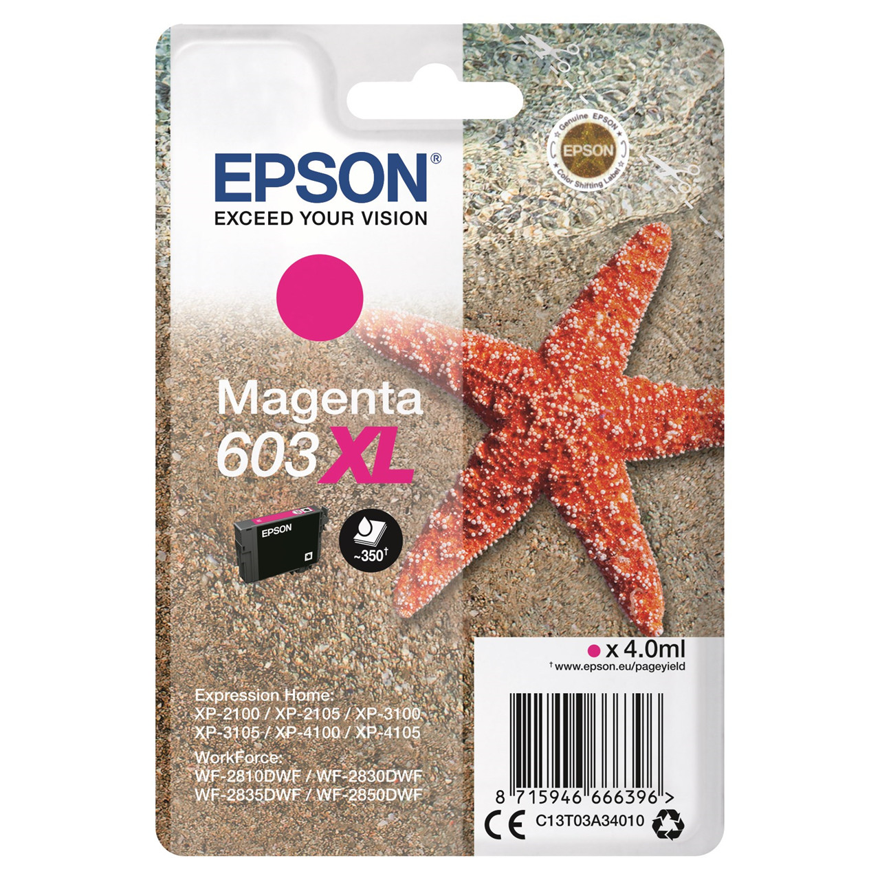 Epson T03U 603XL, Blækpatron, Magenta