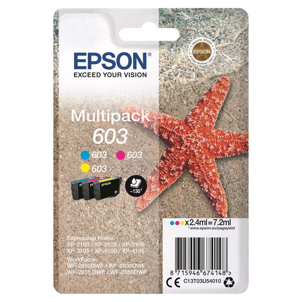 Epson T03U 603, Bækpatron, Sampak med 3 farver