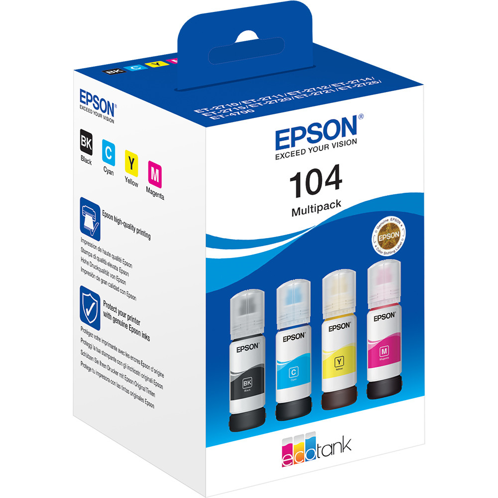Epson T104 - Blækpatroner - 4 Farver - EcoTank - Sampak