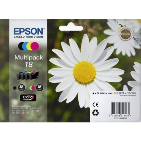 Epson T1806, Blækpatron, Sort & Farve, Sampak
