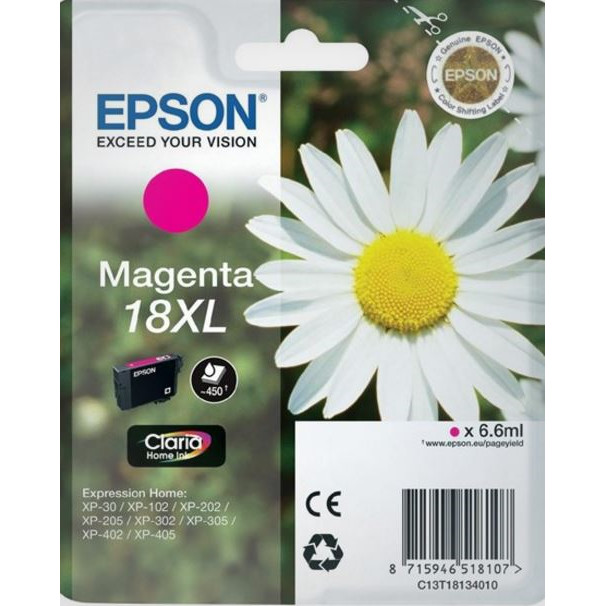 Epson T1813 XL, Blækpatron, Magenta, 450 sider