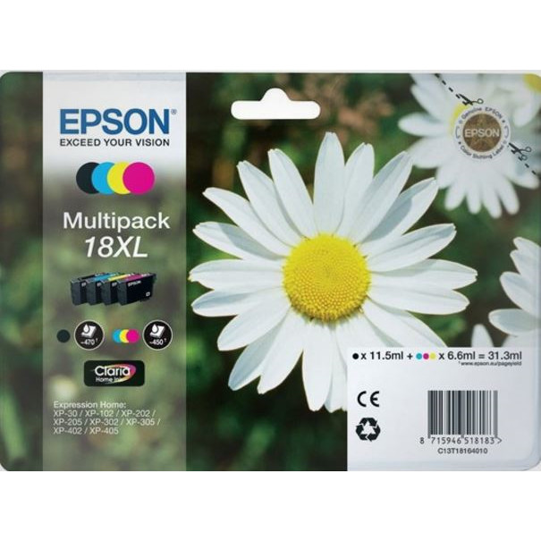 Epson T1816 XL, Blækpatron, Sort & Farve, Sampak
