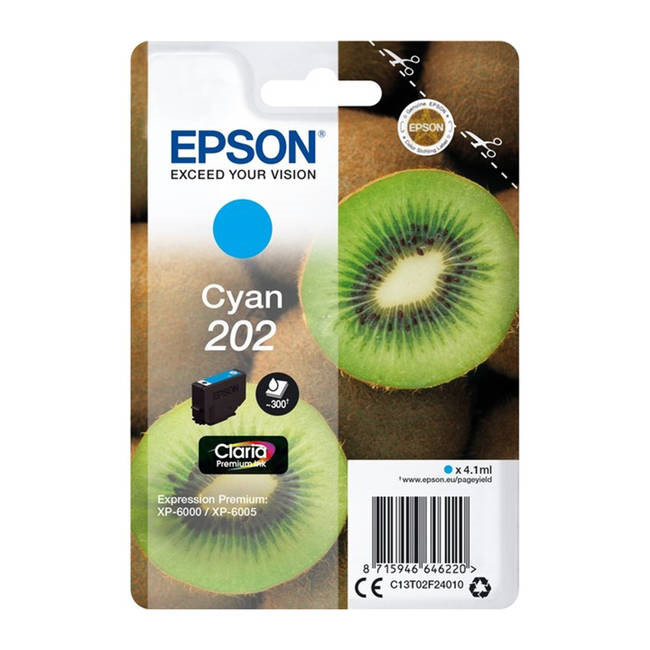 Epson T202, Blækpatron, Cyan, 4,7 ml