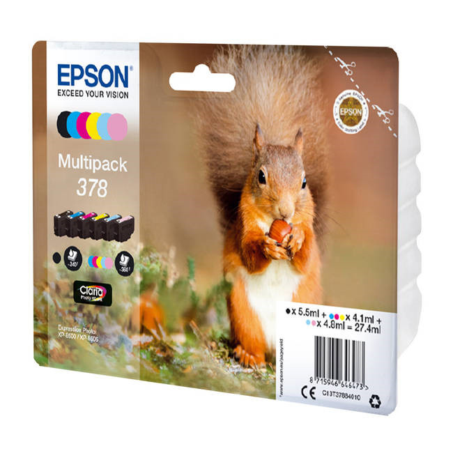 Epson T3788 blækpatroner multipack 6 farver Claria fotoblæk HD