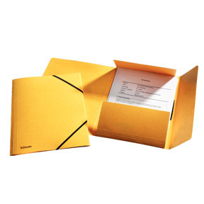 25 stk. Esselte 3-flap Folder w/elastic A4 gul - Køb minimum 25 stk.