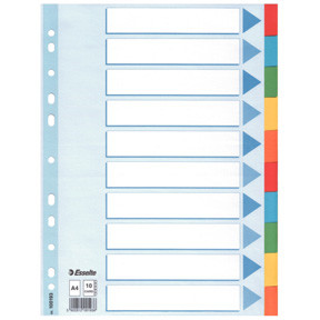 10 stk. Esselte Divider A4 10 tabs Multicolour