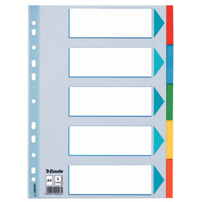 20 stk. Esselte Divider A4 5 tabs Multicolour