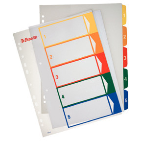 20 stk. Esselte Project Indices PP A4+ Printable 1-5