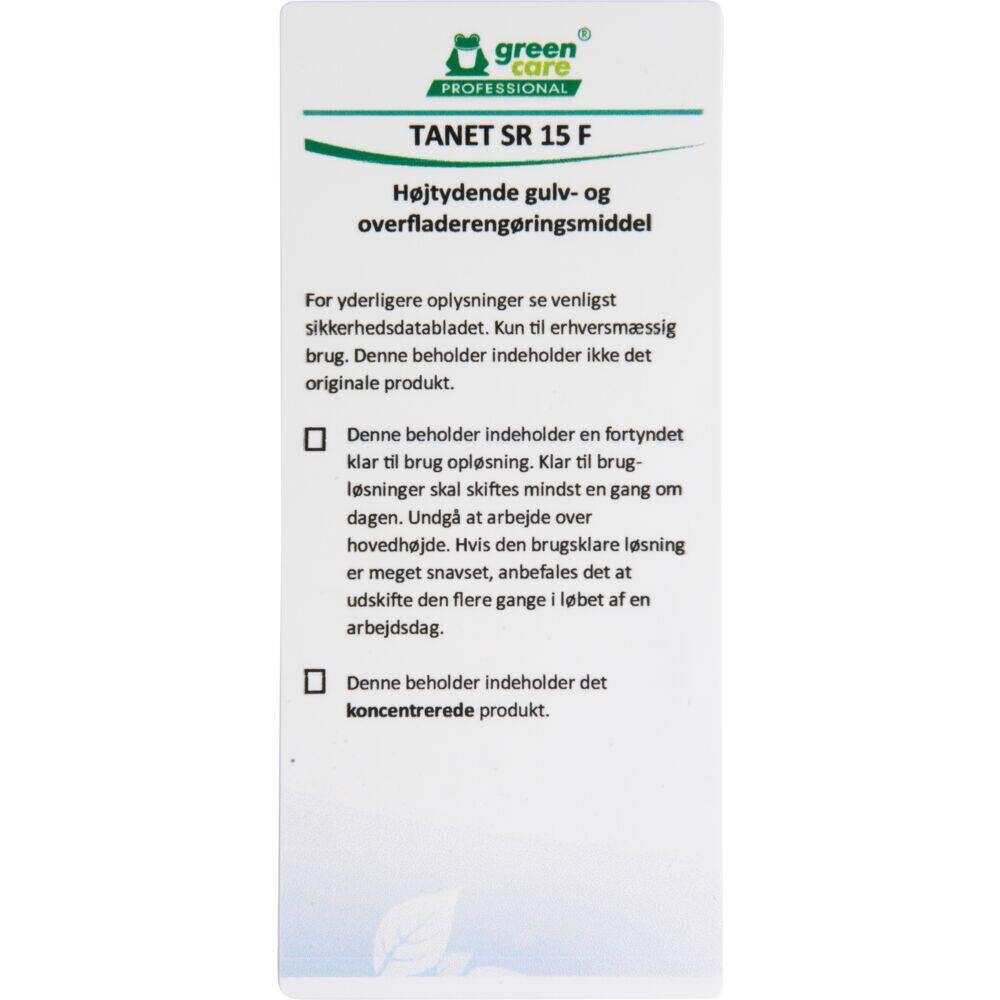 Etiket Green Care Professional til TANET SR 15 F