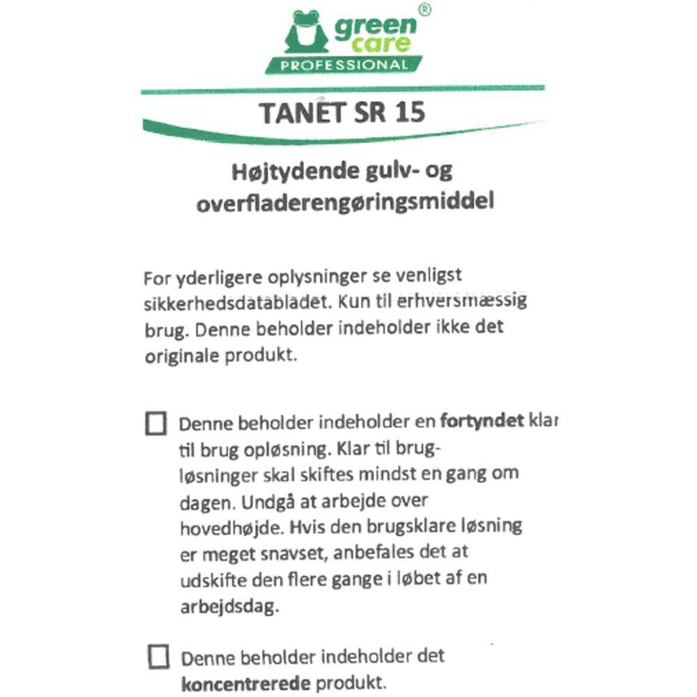 Etiket - Green Care Professional - Til TANET SR 15 - Selvklæbende