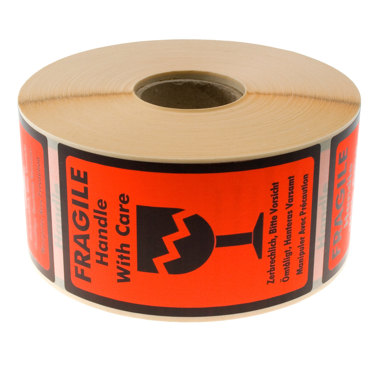 Etiket m. tekst - Fragile Handle with care - 120x70 mm - 1000 stk