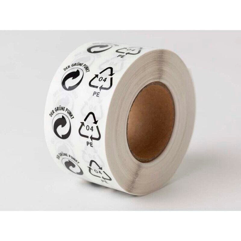 Etiketter PE og Grüne Punkt hvid/sort 45x25mm 1000stk