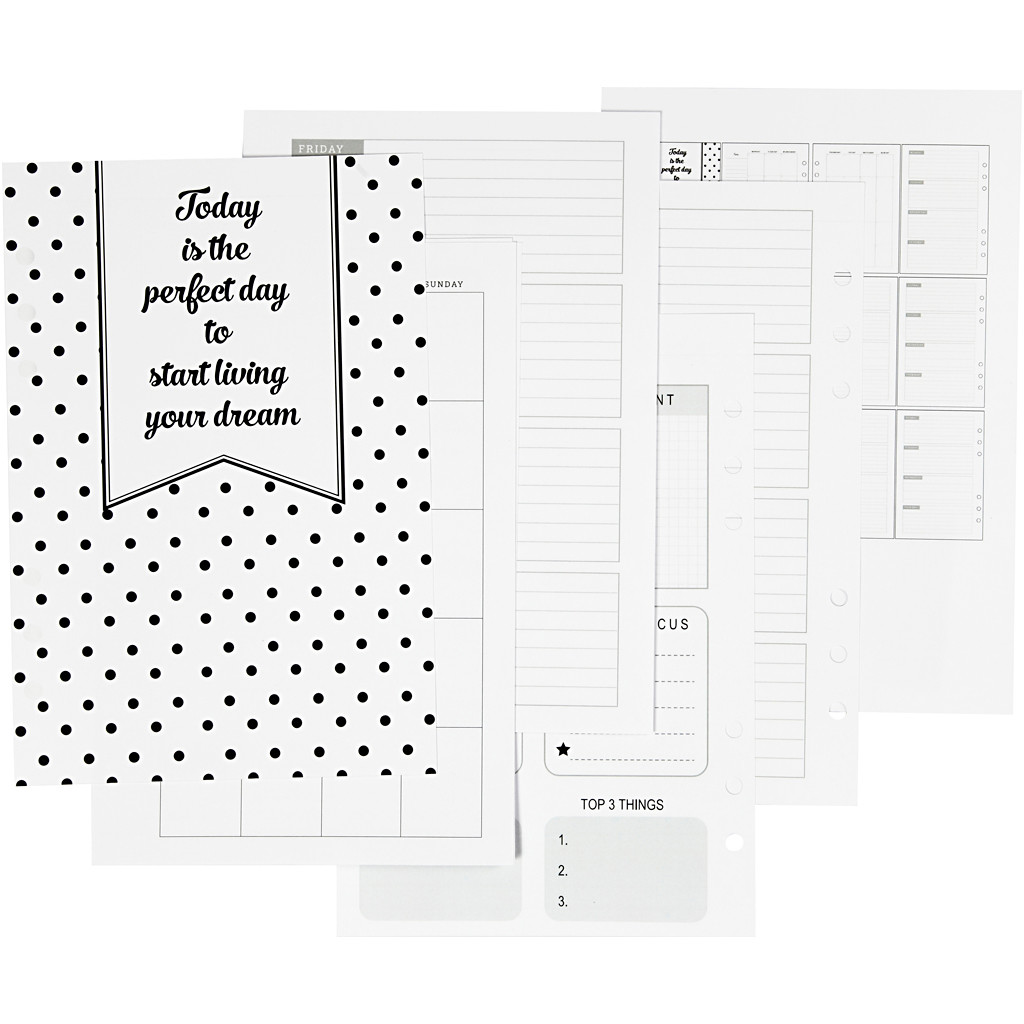 Evighedskalender str. 142x210 mm 120 g 5-ugers plan - hvid