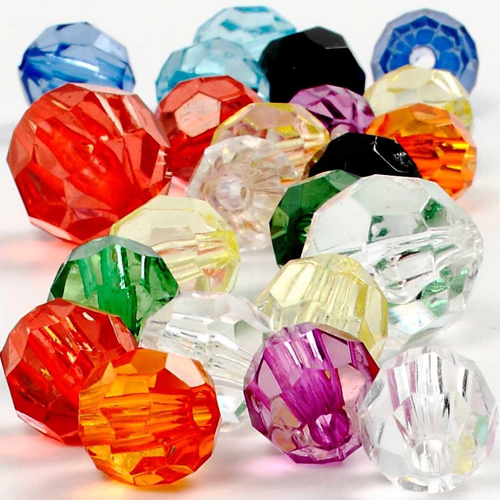Facetperlemix – 10 / 12 / 16 mm – hul 1–2,5 mm – 125 ml