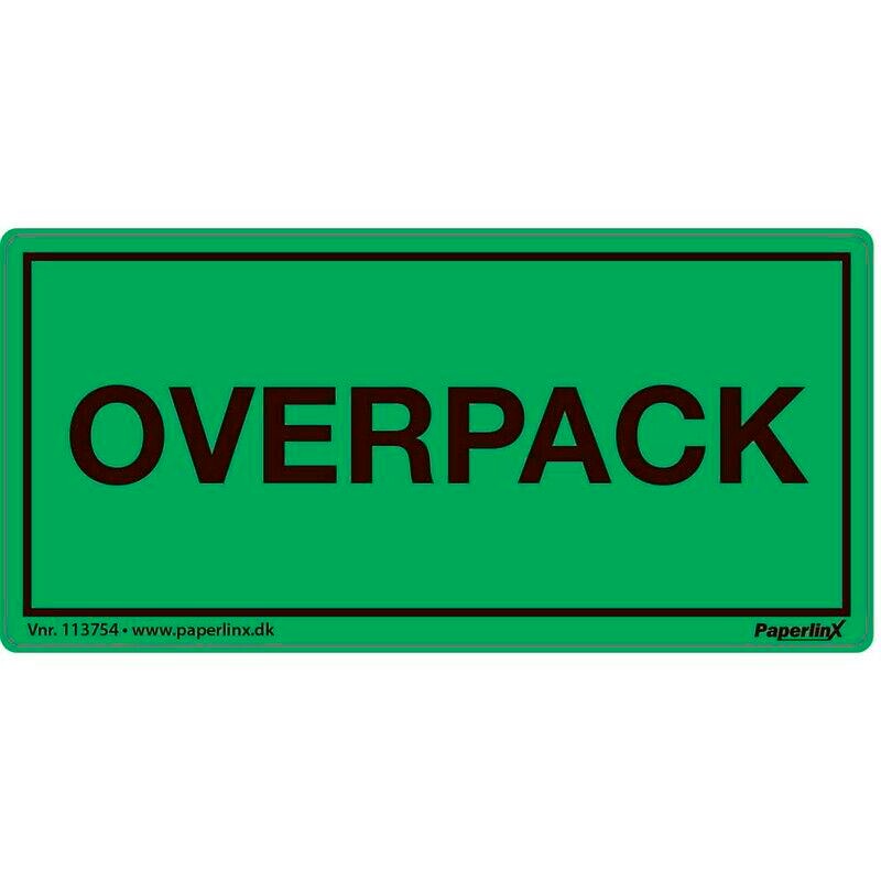 Fareetiket Overpack grøn/sort 50x100mm 250stk