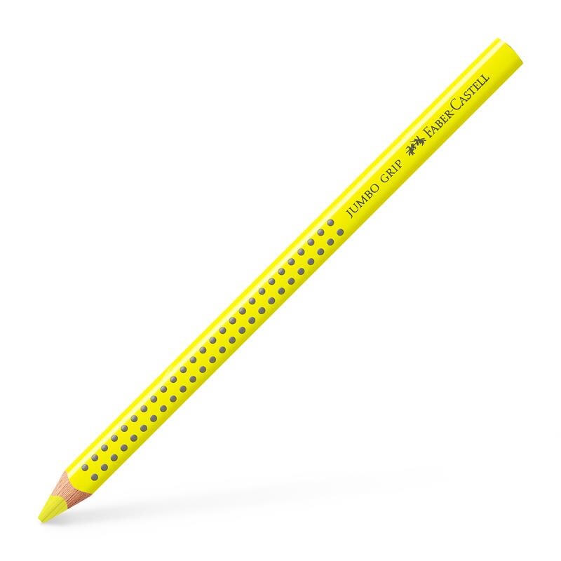 Farveblyant, Faber-Castell Grip, JUMBO, Lyse Gul, trekantet - 12 stk