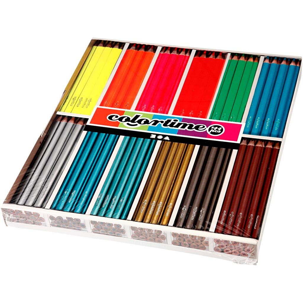 Farveblyanter Colortime neon+metallic 144stk