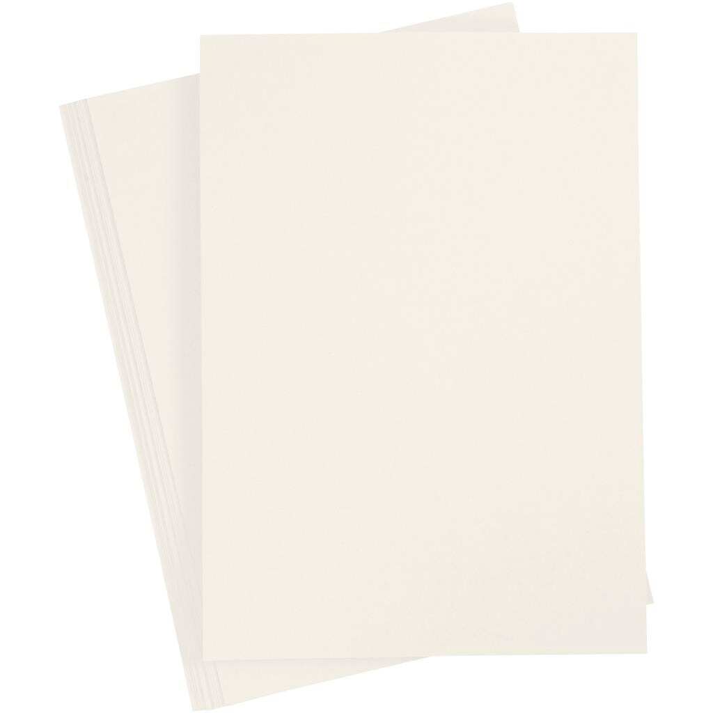 Farvet Papir, råhvid, A4 210x297 mm, 80 g, 20stk.