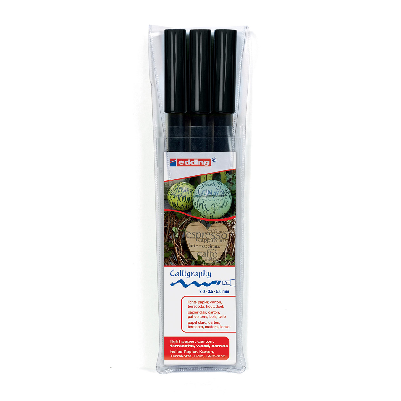 Fiberpen kalligrafi Edding 1255 sort assorteret 3-pack