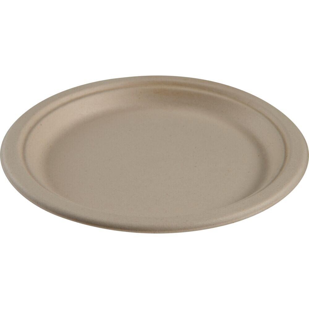 Fibertallerken, ABENA Gastro, Ø23cm, nature, sukkerrør - 500 stk