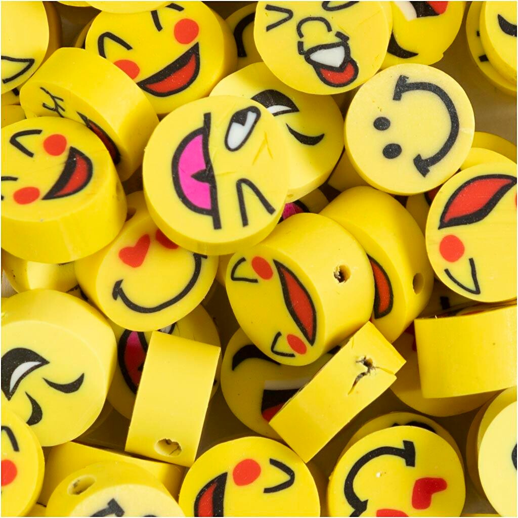 Figurperler Smiley diam. 10 mm hulstr. 1,5 mm 200 stk