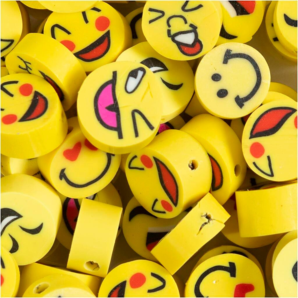 Figurperler Smiley diam. 10 mm hulstr. 1,5 mm - 60 stk