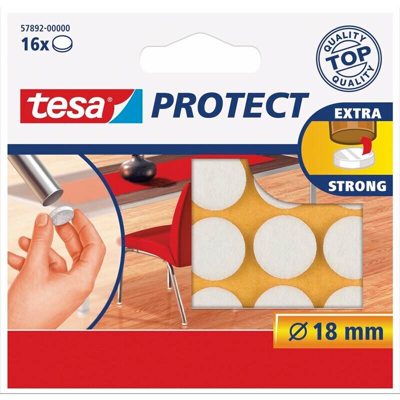 Filtpuder tesa hvide Ø18mm - 16 stk pr pakke
