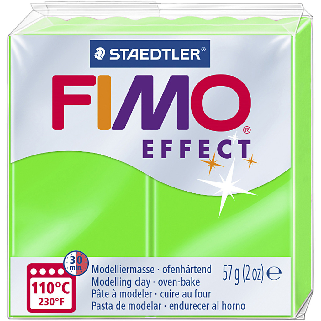 FIMO ler Effect, neon grøn, 57g