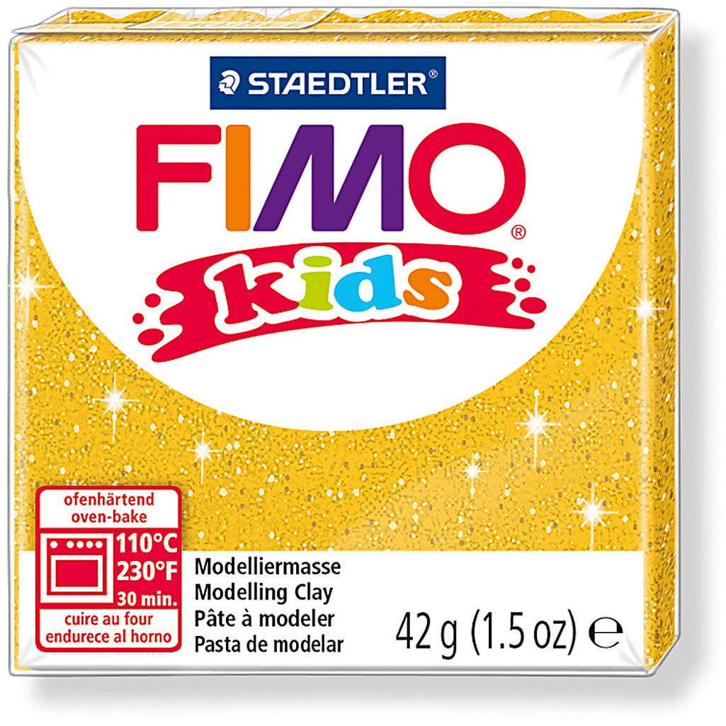 Fimo Ler Kids guld med glitter - 42 gram