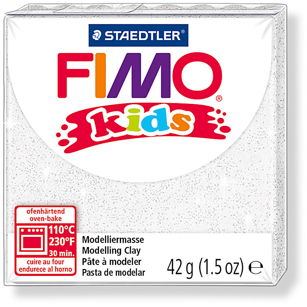 Fimo Ler Kids hvid med glitter - 42 gram