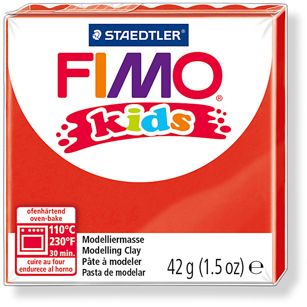 Fimo Ler Kids rød - 42 gram