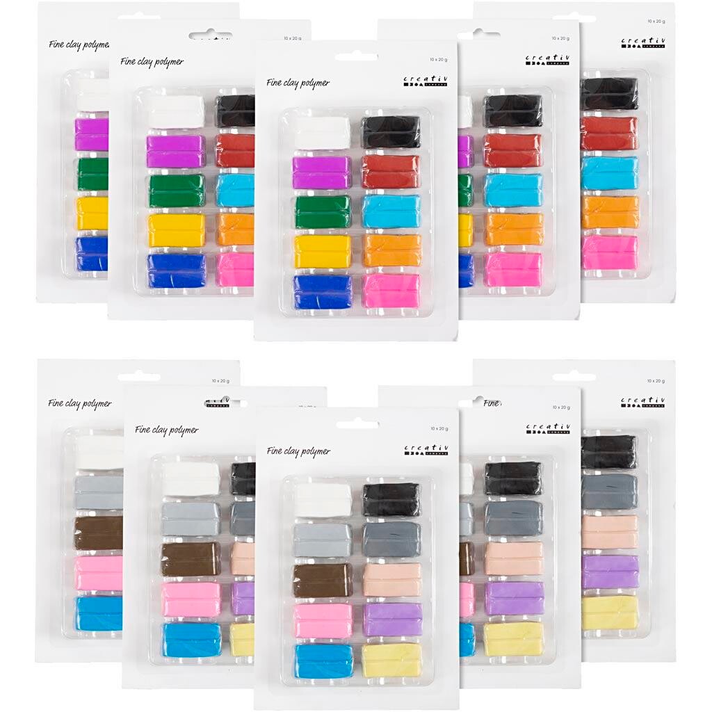 Fine Clay Polymer, colorful, pastelfarver, 120x20 g/ 1 pk.