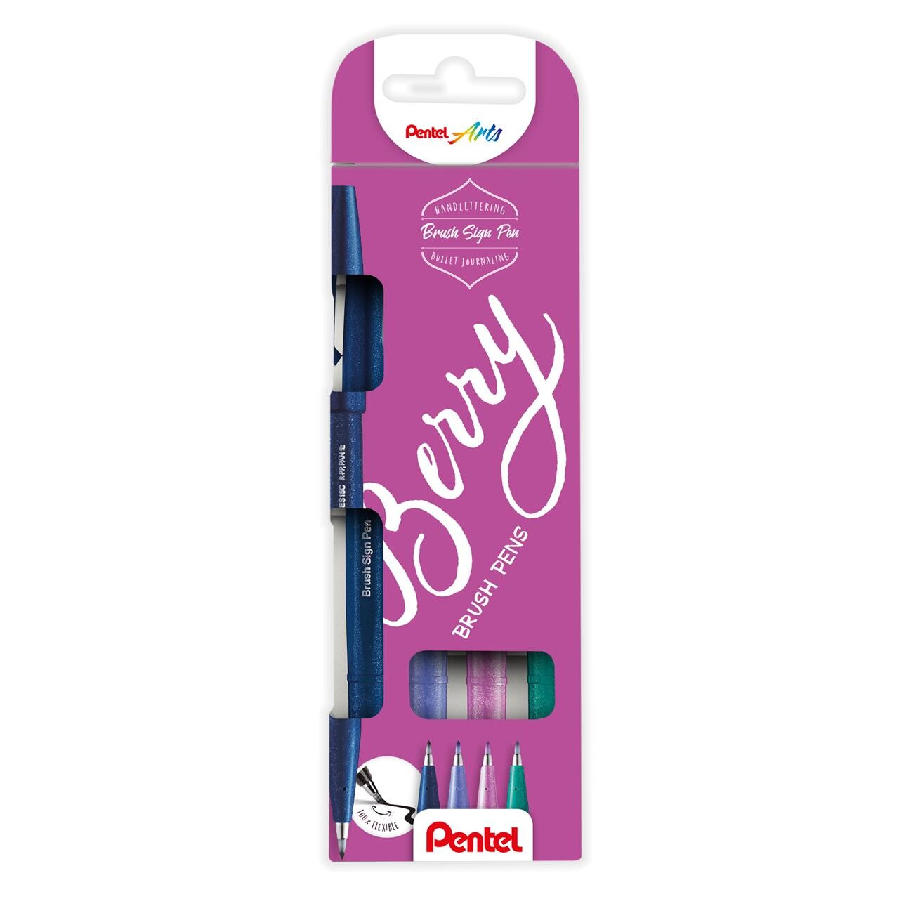 Fineliner Pentel SES15B-4 Brush Sign Pen BERRY 12stk