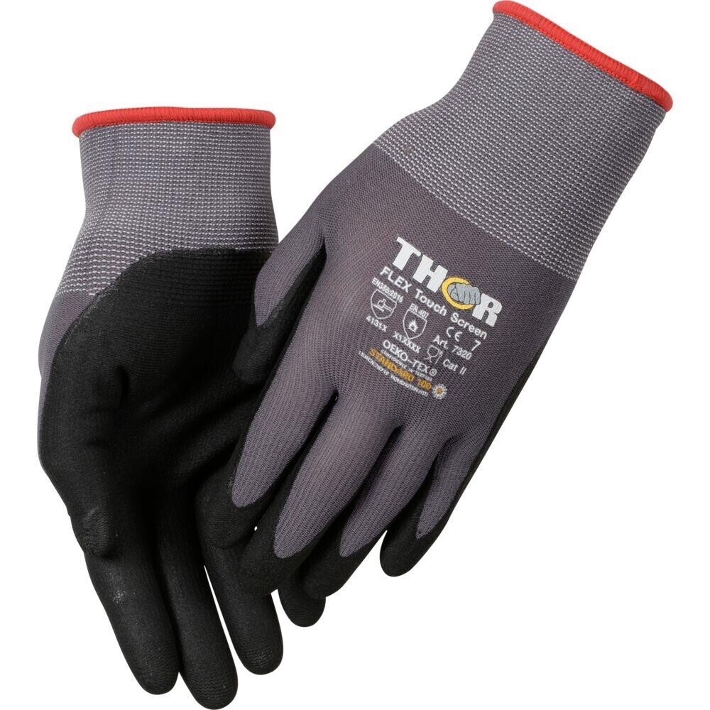 Fingerdyppet nitrilhandske – THOR Flex – str. 8 – sort – 12 par